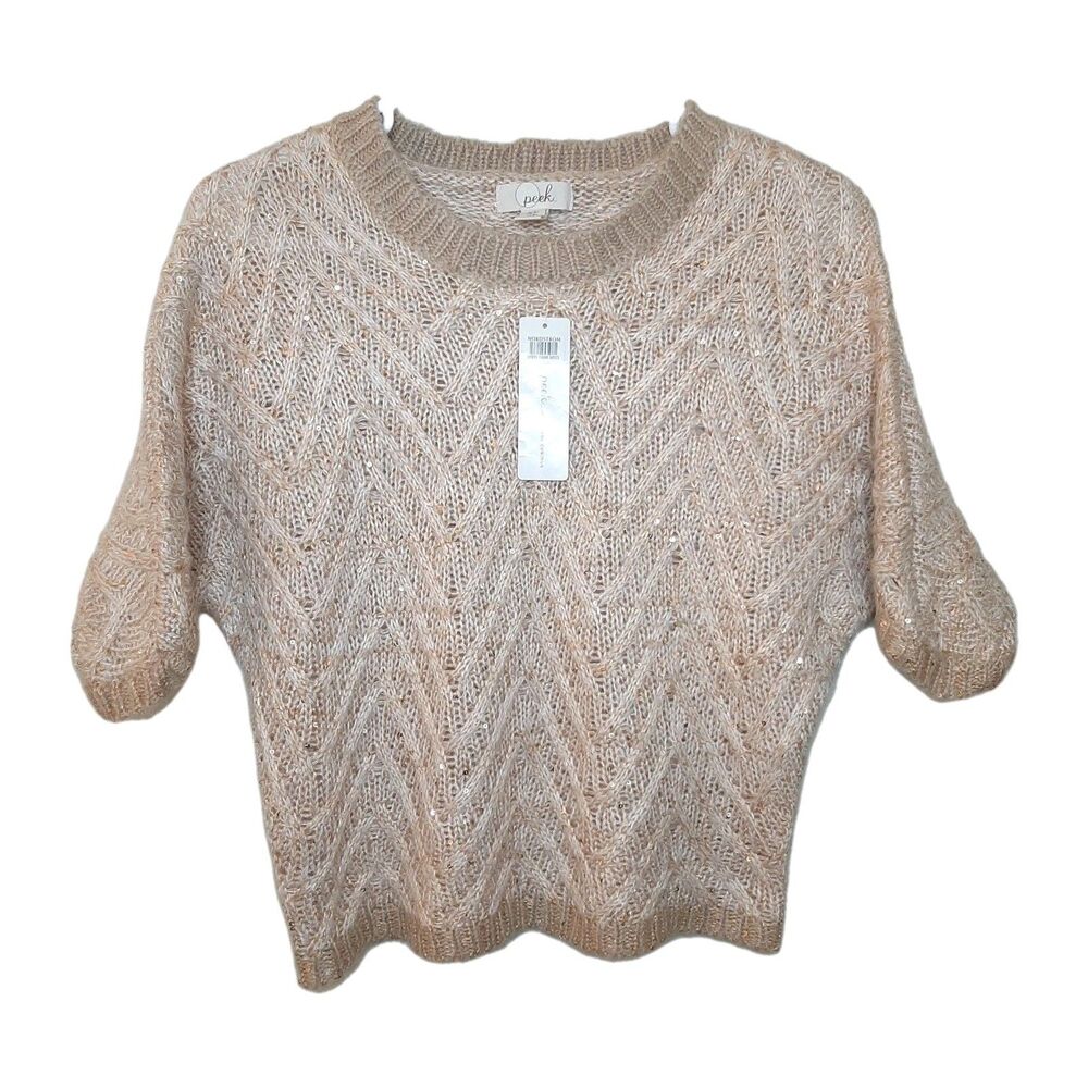 NEW Peek Girls Olivia Sweater Gold Sequins Size XL 10 Dolman Sleeve
